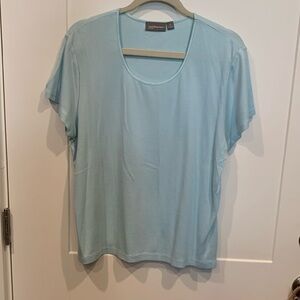 Croft & Barrow soft turquoise Short sleeve top, scoop neck, XL. Like new.